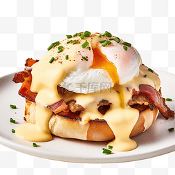 鸡蛋培根汉堡图片_AI生成早餐三明治鸡蛋本尼迪克特