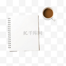 热咖啡饮料图片_平躺的空白规划师，配有咖啡和圣