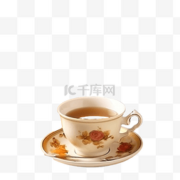 圣杯图片_秋天静物与一杯茶南瓜花感恩节或