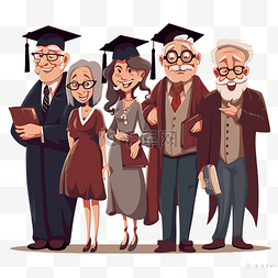 校友剪贴画毕业肖像以一对老夫妇