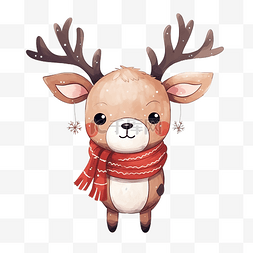 圣诞快乐，可爱的卡哇伊手绘鹿戴