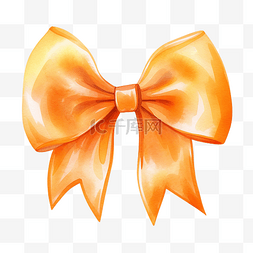 水彩橙色丝带蝴蝶结
