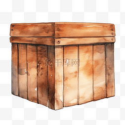 木盒子水彩插图
