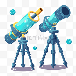 望远镜观星插画图片_望远镜剪贴画卡通两个望远镜插画
