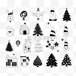 白色圣诞节图片_黑色和白色圣诞节剪贴画矢量图