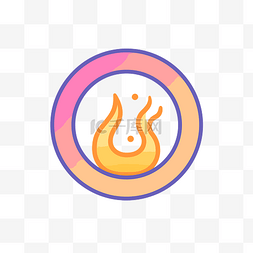 火直线图片_火焰图标以橙色和粉色圆圈表示 