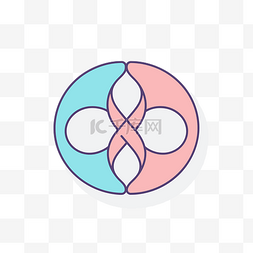 圆形粉色标志图片_蓝色和粉色圆形标志 向量