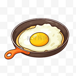 白色煎蛋图片_平底锅煎鸡蛋卡通png文件