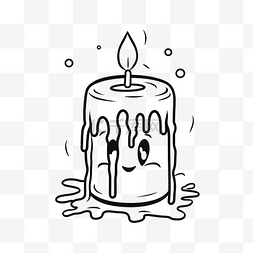 生日蛋糕方形图片_白色背景轮廓草图上带有白色蜡烛
