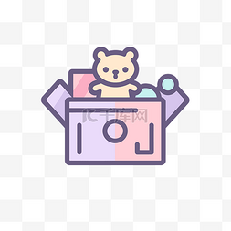 粉色和紫色的泰迪熊坐在盒子里 