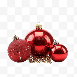 圣诞球红图片_红色圣诞球与其他装饰的特写