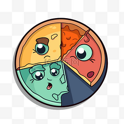 可爱的卡通披萨三张脸 向量