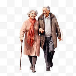 快走图片_微笑的老夫妇在公园散步