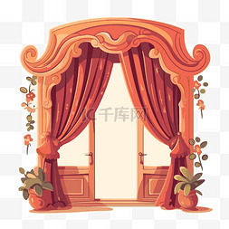 玫瑰木图片_窗帘剪贴画华丽的开着的窗户，上