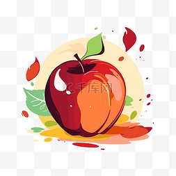 秋天的苹果剪贴画 一个有叶子和