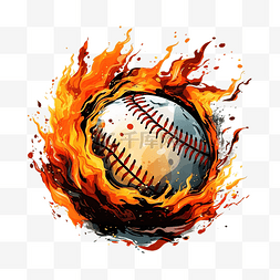 地缝图片_燃烧的棒球黑色和白色png插图