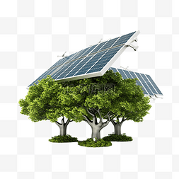 生态持续图片_3d 插图树木可再生能源