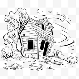 小木屋图片_被风吹过的树木繁茂的房子的矢量