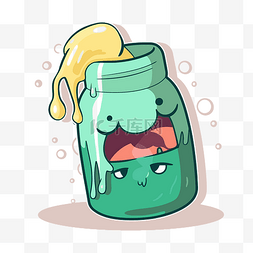 溢出液体图片_卡通人物罐子，里面有可舔的液体