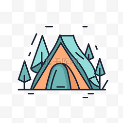 森林帐篷的线条图标 向量