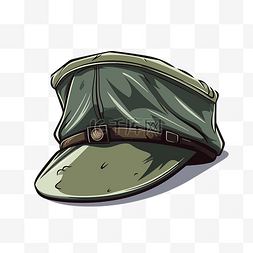 军帽剪贴画小徽章士兵帽子插图绿