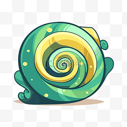 卡通蜗牛与卡通风格的彩色蜗牛壳