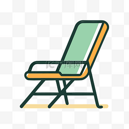沙滩椅图片_带有绿色毯子的沙滩椅的图标 向