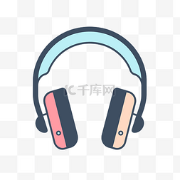 蓝色图图片_一对带有粉色和蓝色图标的耳机 