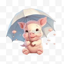 黑色的小猪图片_可爱的卡通小猪打伞