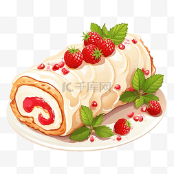 姜饼插画图片_圣诞卷奶油甜点 Illutraton 十二月矢