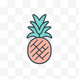 设计矢量图标图片_彩色线条风格矢量插图中的菠萝图
