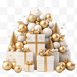 3d 圣诞快乐和新年快乐背景礼品盒