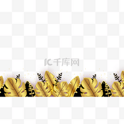 黑金树叶图片_边框黑金植物装饰