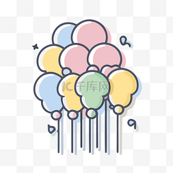 矢量像素画图片_用轮廓画出的彩色气球 向量