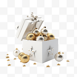 圣诞节打开礼盒图片_一个白色的礼品盒，打开时有星星
