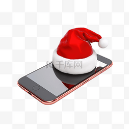 关闭手机图片_关闭有圣诞老人帽子和圣诞装饰品