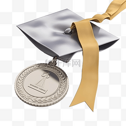 奖牌的图片_3d 渲染研究生证书与奖牌