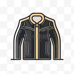 黑色和金色摩托车夹克的轮廓插图