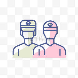 白色背景上的两个医务人员图标 