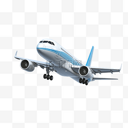 机场3d图片_涡轮喷气客机降落在机场