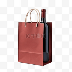 包的样机图片_用于酒瓶的红色纸袋，与样机的剪
