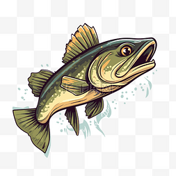 小口袋logo图片_斯努克剪贴画小口鲈鱼钓鱼矢量设