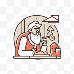 圣诞老人晚餐圣诞节圣诞节图标圣