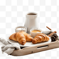床品图片_床早餐与咖啡杯