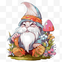 坐草地上图片_复活节兔子侏儒剪贴画 长着长胡