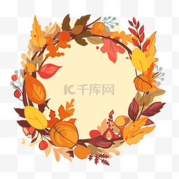 背景设计设计素材图片_多彩的秋天花环背景剪贴画 向量