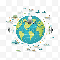飞机在世界各地飞行插图以最小的