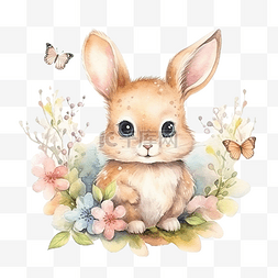 童话动物图片_水彩可爱童话动物春季插画元素