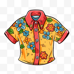 衬衫剪贴画彩色夏威夷衬衫，卡通