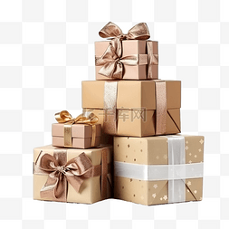 白色圣诞树图片_由不同礼品盒制成的圣诞组合物